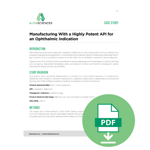 Preview of an Altasciences case study about safe manufacturing of a highly potent API.